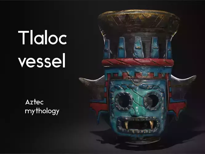 Tlaloc vessel - Aztec mythology 3D model