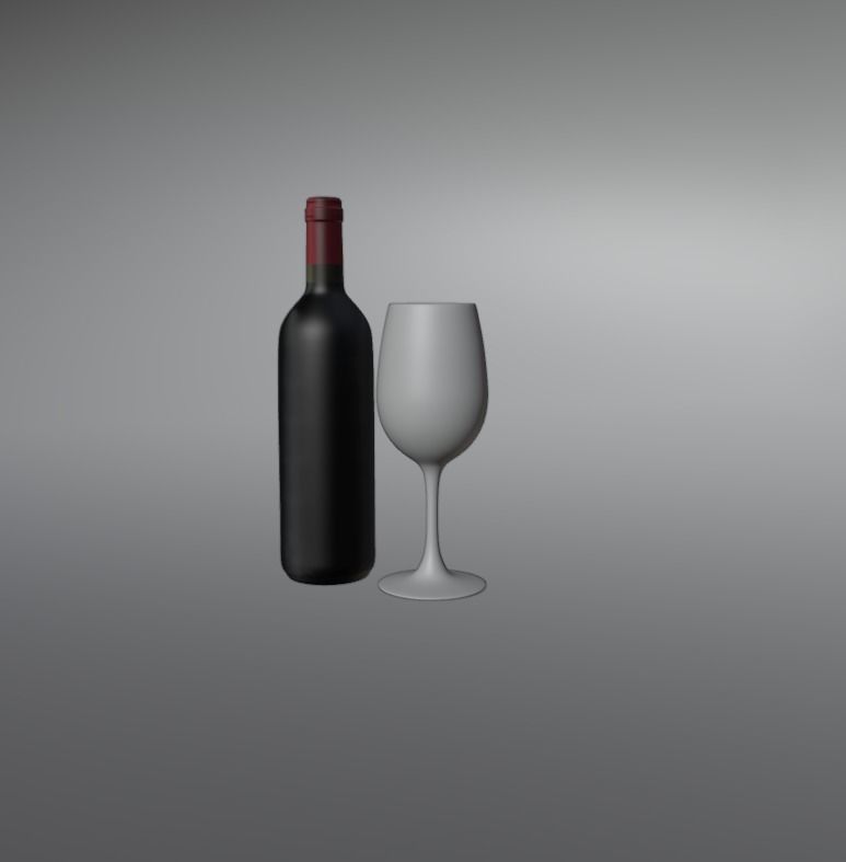 Wine glass and bottle Free low-poly 3D model_4
