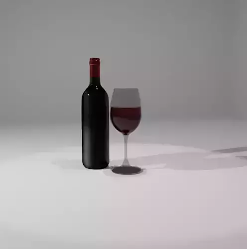 Wine glass and bottle