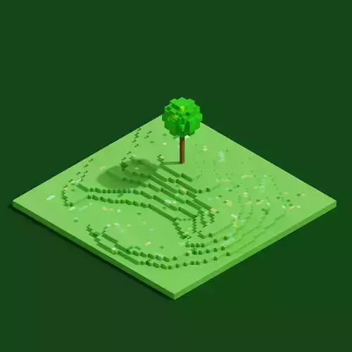 3d voxel green landscape 64x64x64 5tm