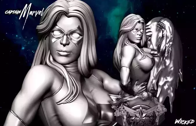 Wicked Marvel Captain Marvel Bust 3D print model