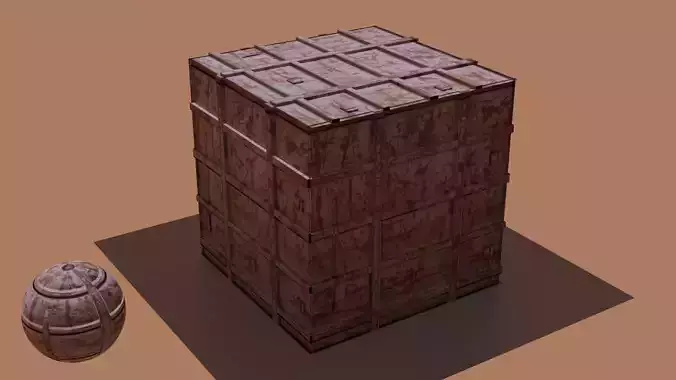 container PBR wooden box