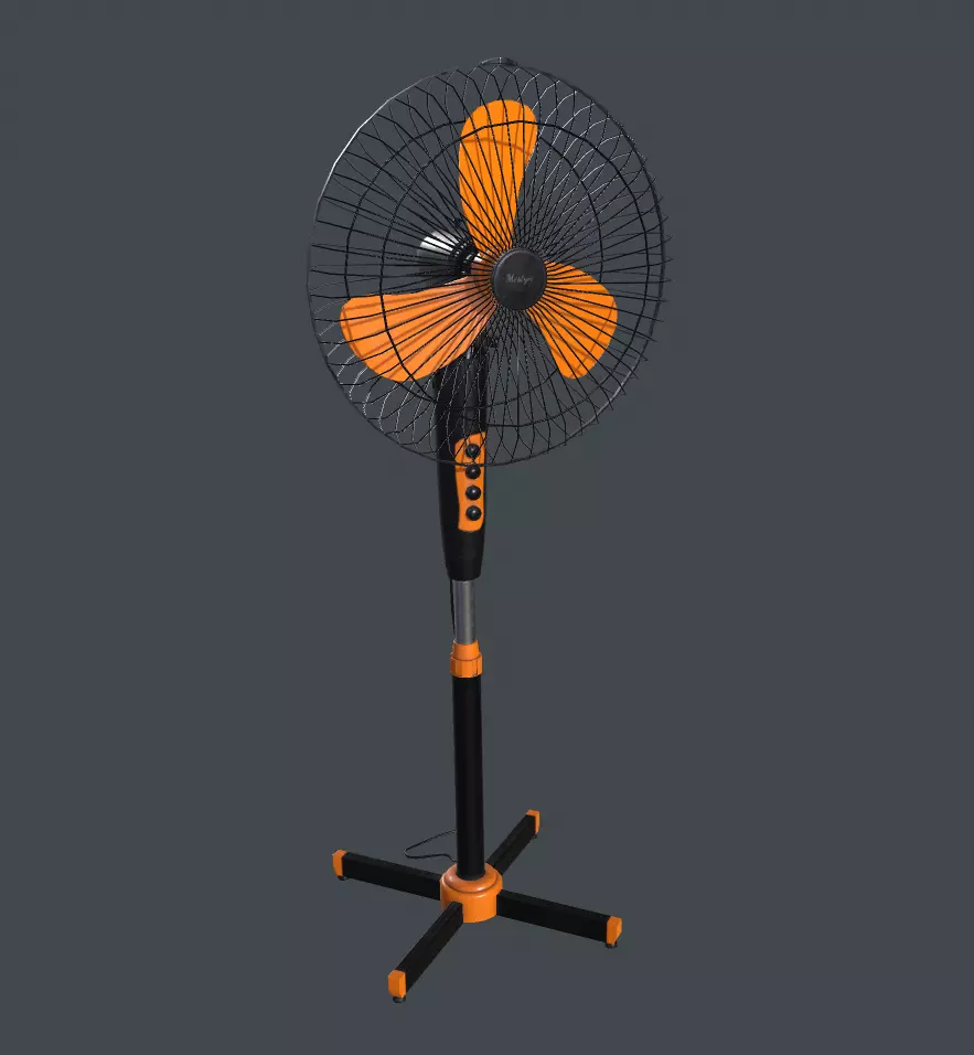 Floor fan Low-poly 3D model_0