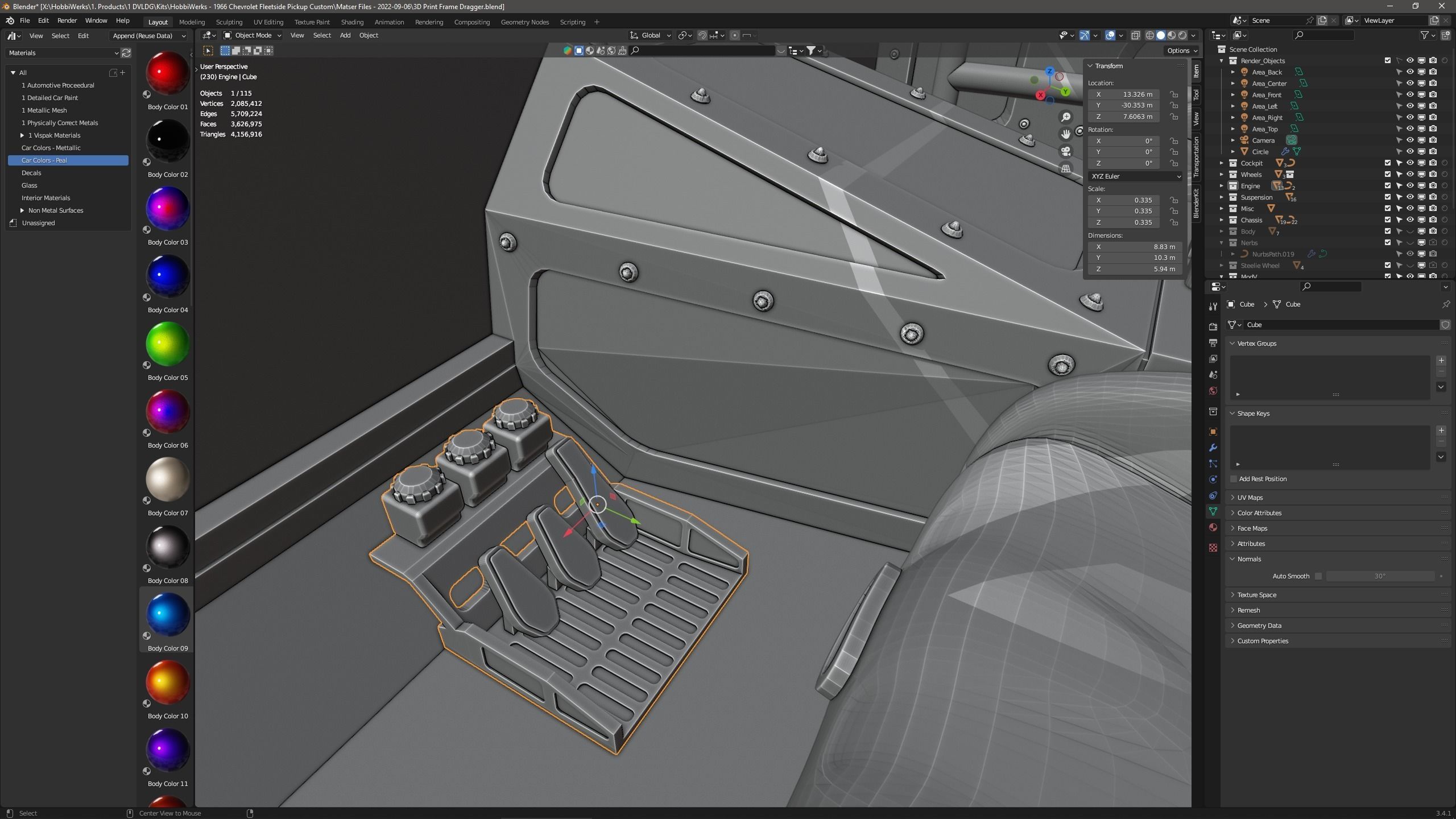 1966 CHEVROLET C10 CUSTOM TRANS KIT 3D print model_40