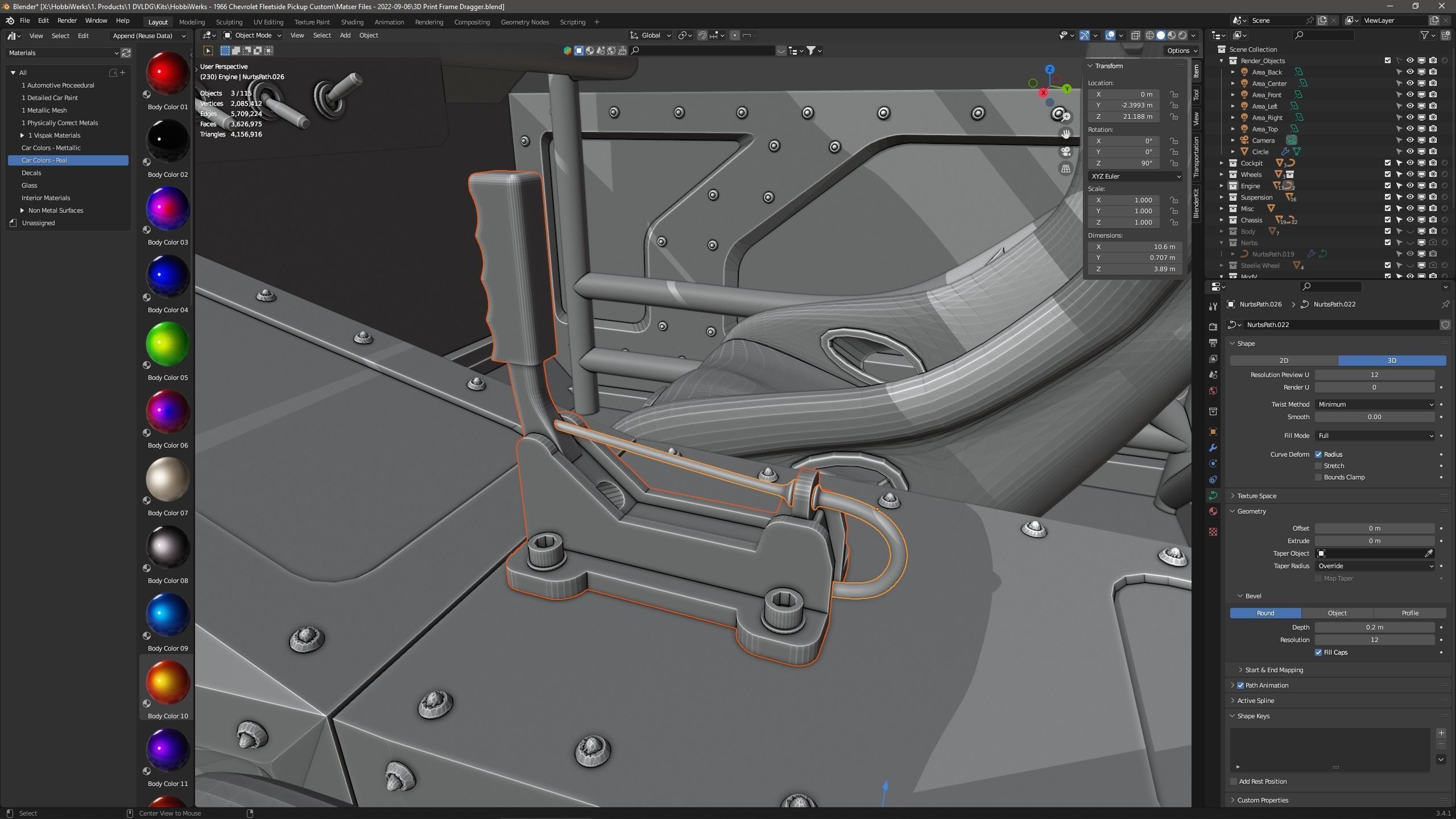 1966 CHEVROLET C10 CUSTOM TRANS KIT 3D print model_39