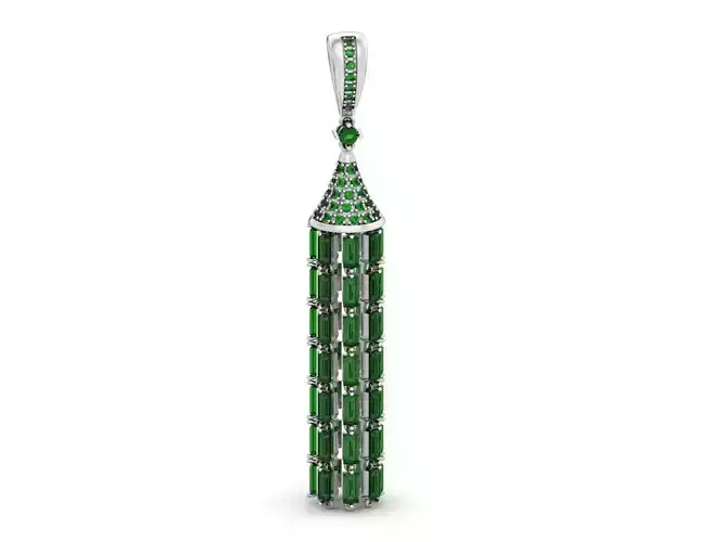 luxurious long pendant brush baguette stones 