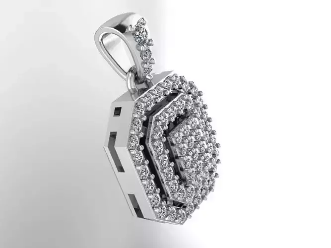 emerald shape pave pendant 312