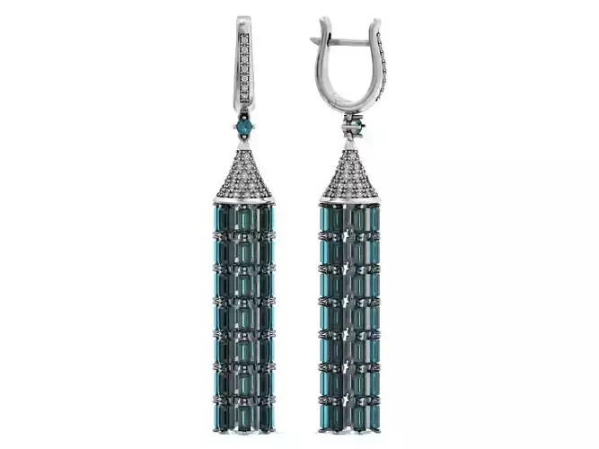 long earrings brush with stones