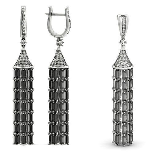 luxurious set long earring and pendant brush with stones 3D Model Collection