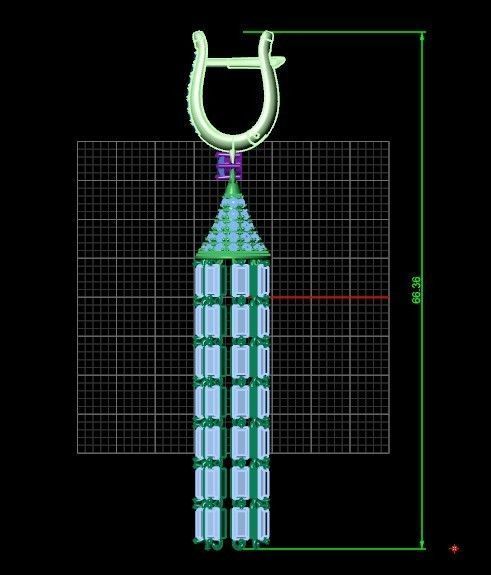 luxurious set long earring and pendant brush with stones 3D Model Collection_23