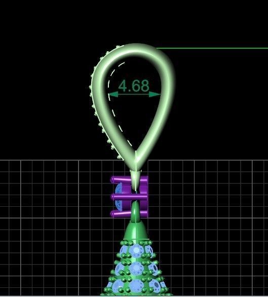 luxurious set long earring and pendant brush with stones 3D Model Collection_4