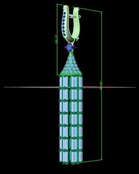 luxurious set long earring and pendant brush with stones 3D Model Collection_26