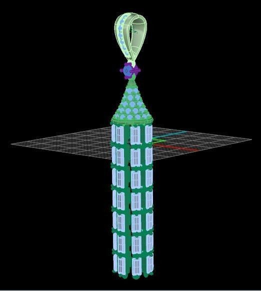 luxurious set long earring and pendant brush with stones 3D Model Collection_7