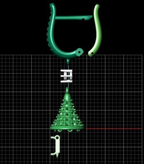 luxurious set long earring and pendant brush with stones 3D Model Collection_25