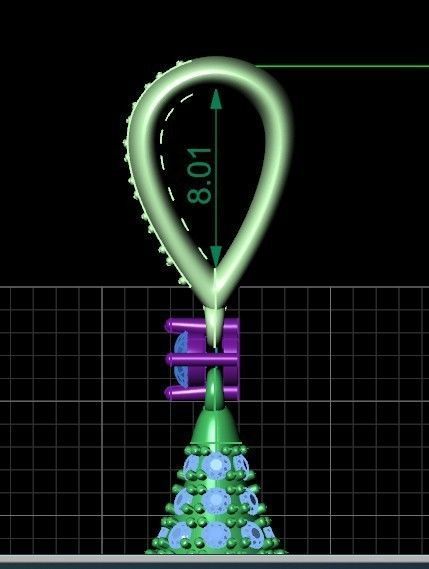 luxurious set long earring and pendant brush with stones 3D Model Collection_6