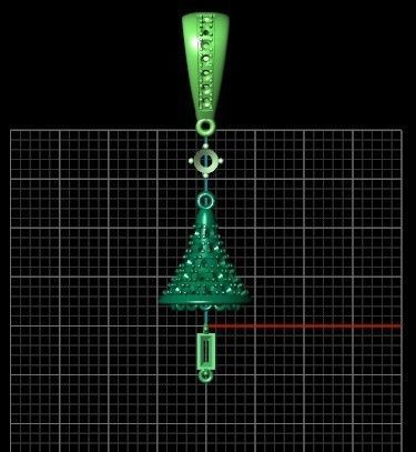 luxurious set long earring and pendant brush with stones 3D Model Collection_14