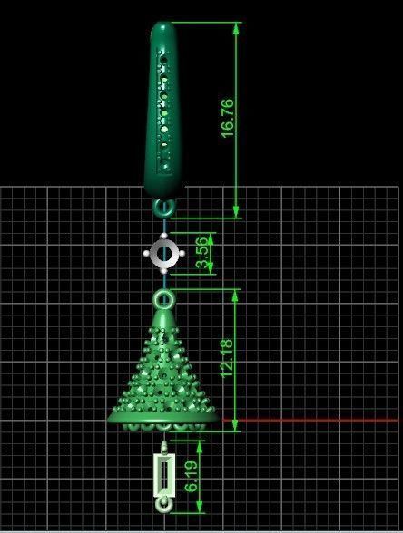 luxurious set long earring and pendant brush with stones 3D Model Collection_12