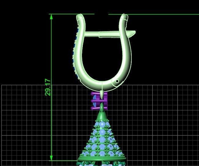 luxurious set long earring and pendant brush with stones 3D Model Collection_32