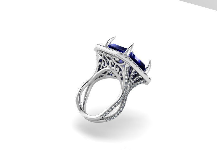 double halo emerald cut rind 318 3D print model_1