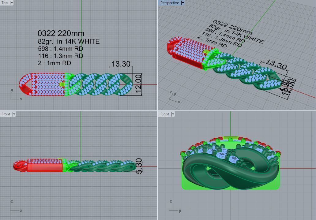 cuban bracelet 322 3D print model_4