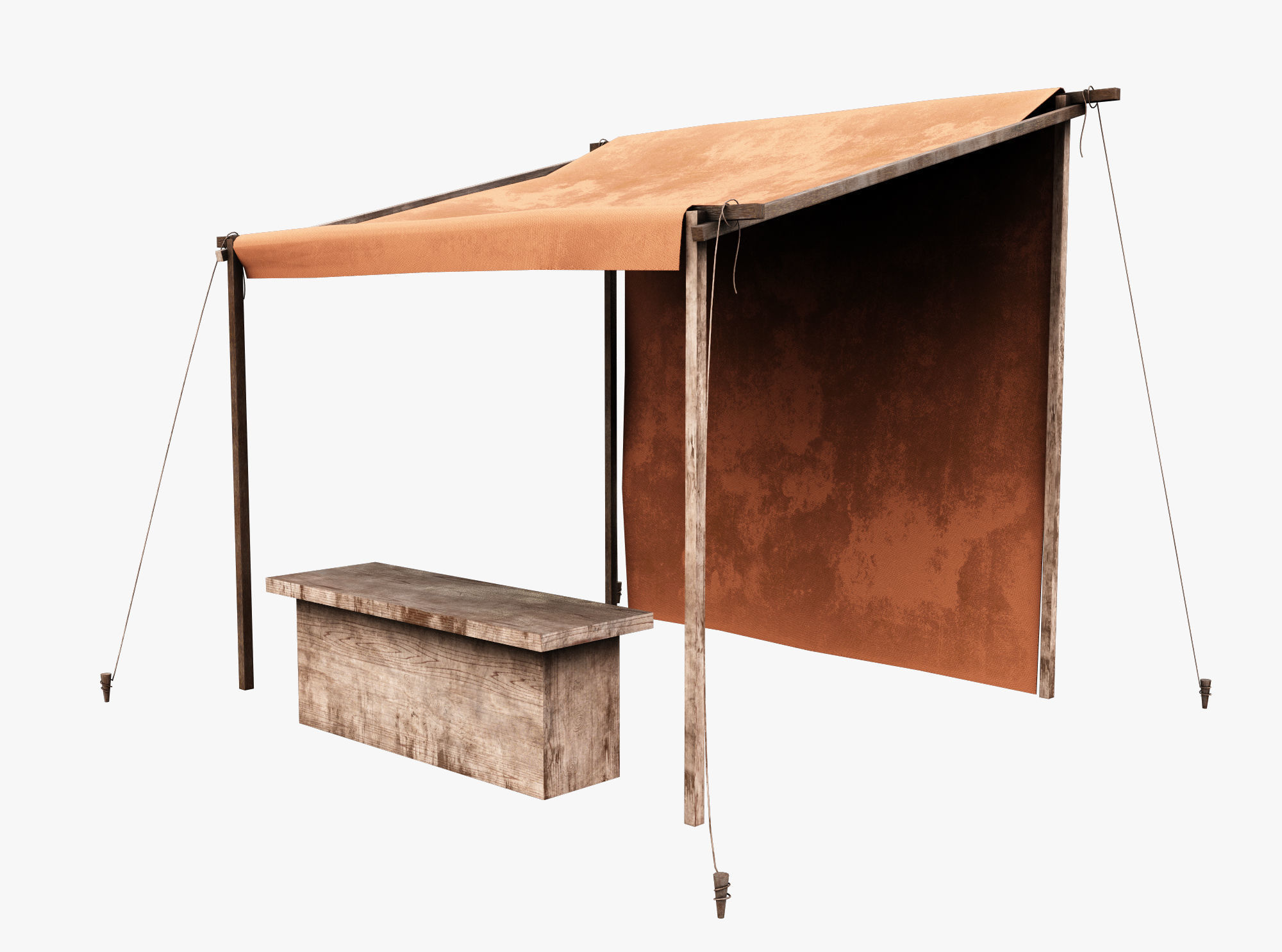 Market Stall Cotton Low-poly 3D model_2