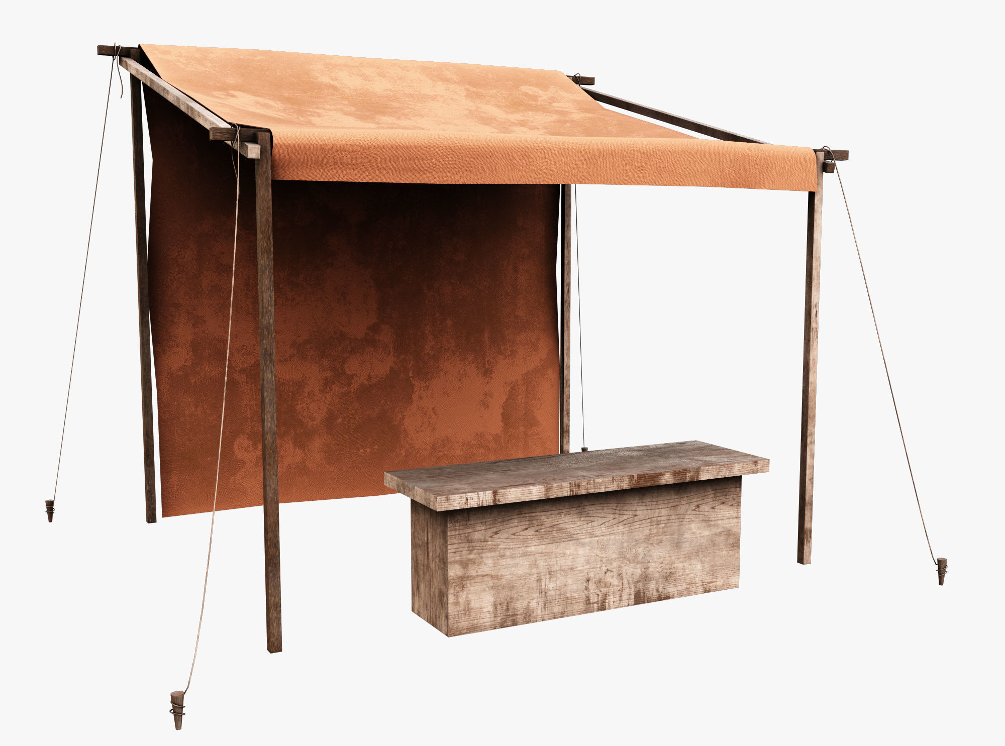 Market Stall Cotton Low-poly 3D model_3