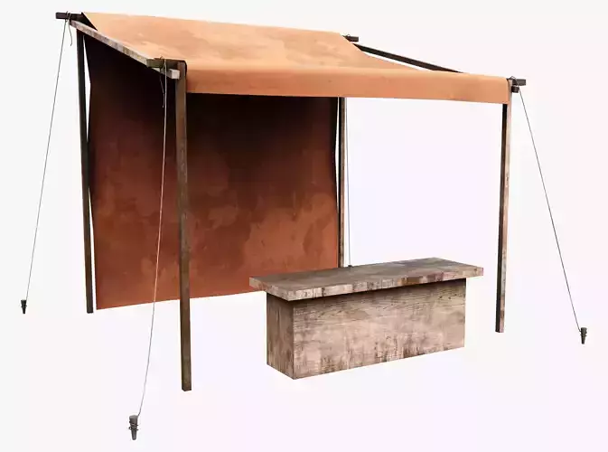 Market Stall Cotton Low-poly 3D model