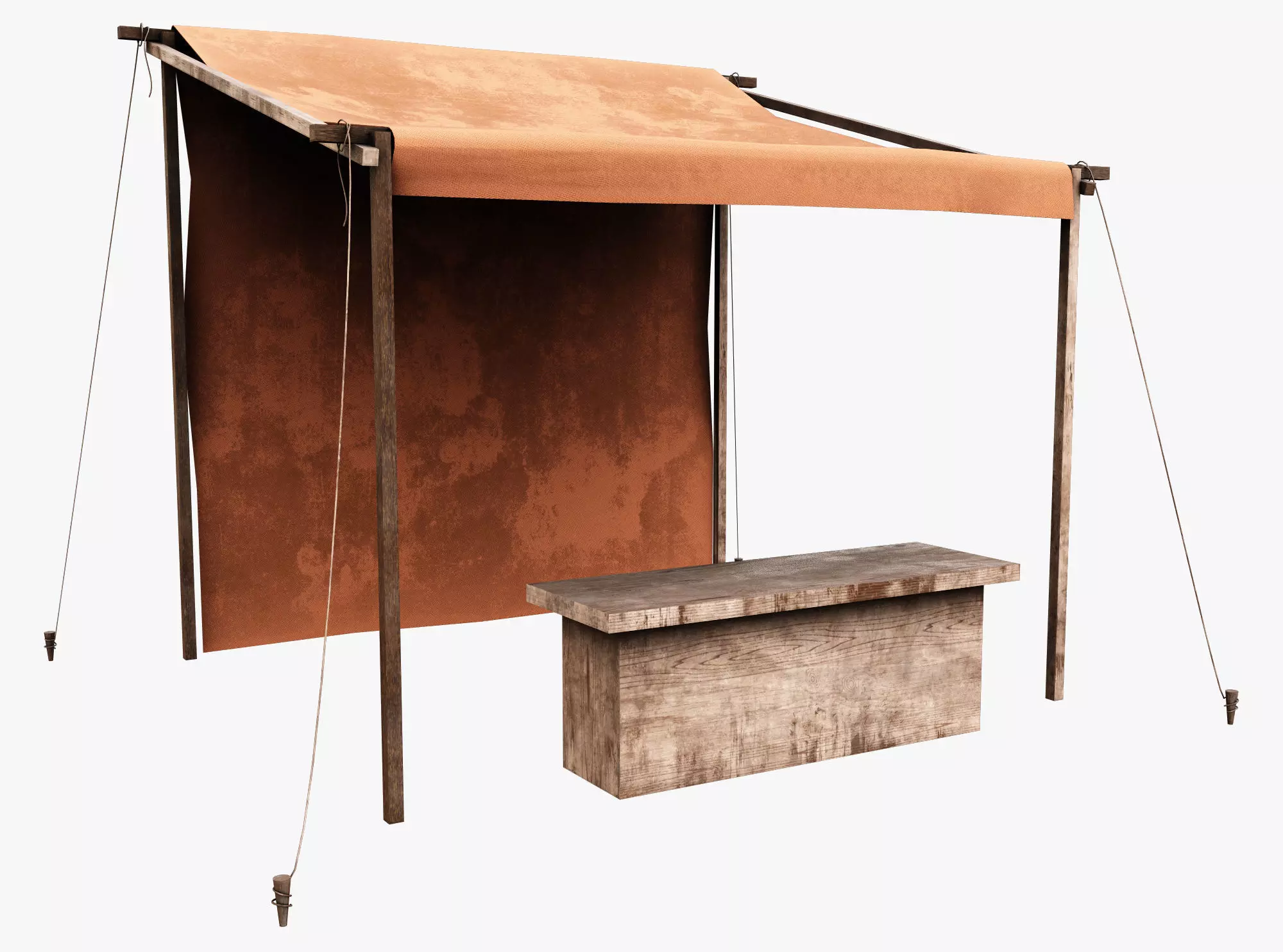 Market Stall Cotton Low-poly 3D model_0