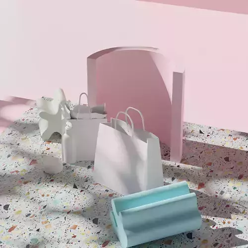 Commercial shopping bags mockup scene