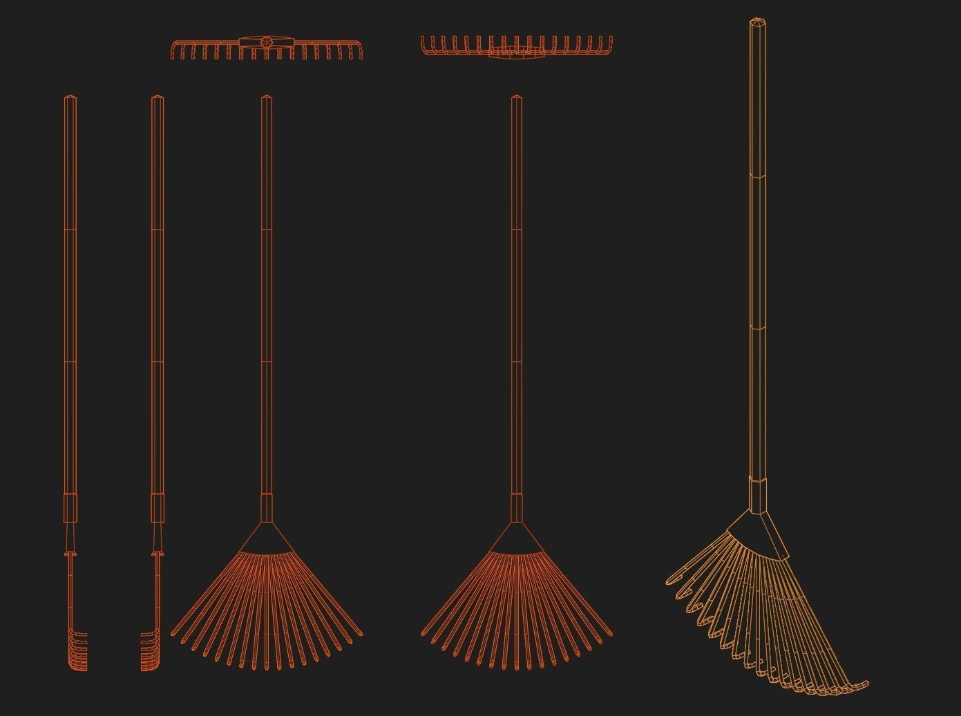 Realistic Rake - Farm tools collection - Ar-Vr ready PBR Low-poly 3D model_9