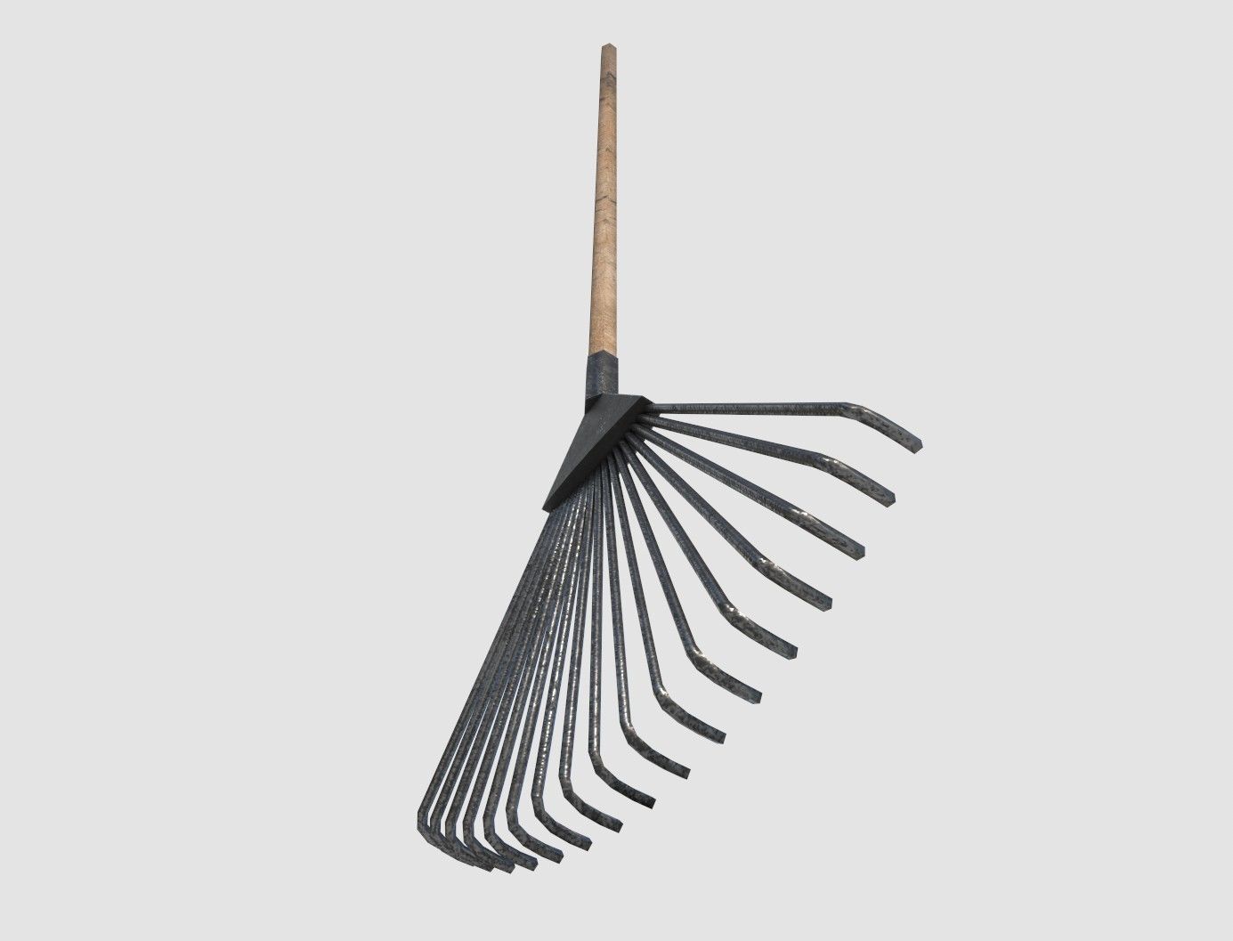 Realistic Rake - Farm tools collection - Ar-Vr ready PBR Low-poly 3D model_4