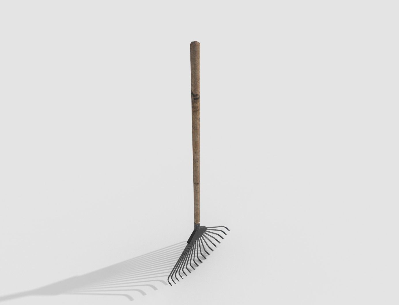 Realistic Rake - Farm tools collection - Ar-Vr ready PBR Low-poly 3D model_5