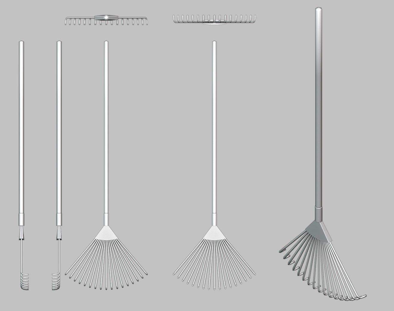 Realistic Rake - Farm tools collection - Ar-Vr ready PBR Low-poly 3D model_8