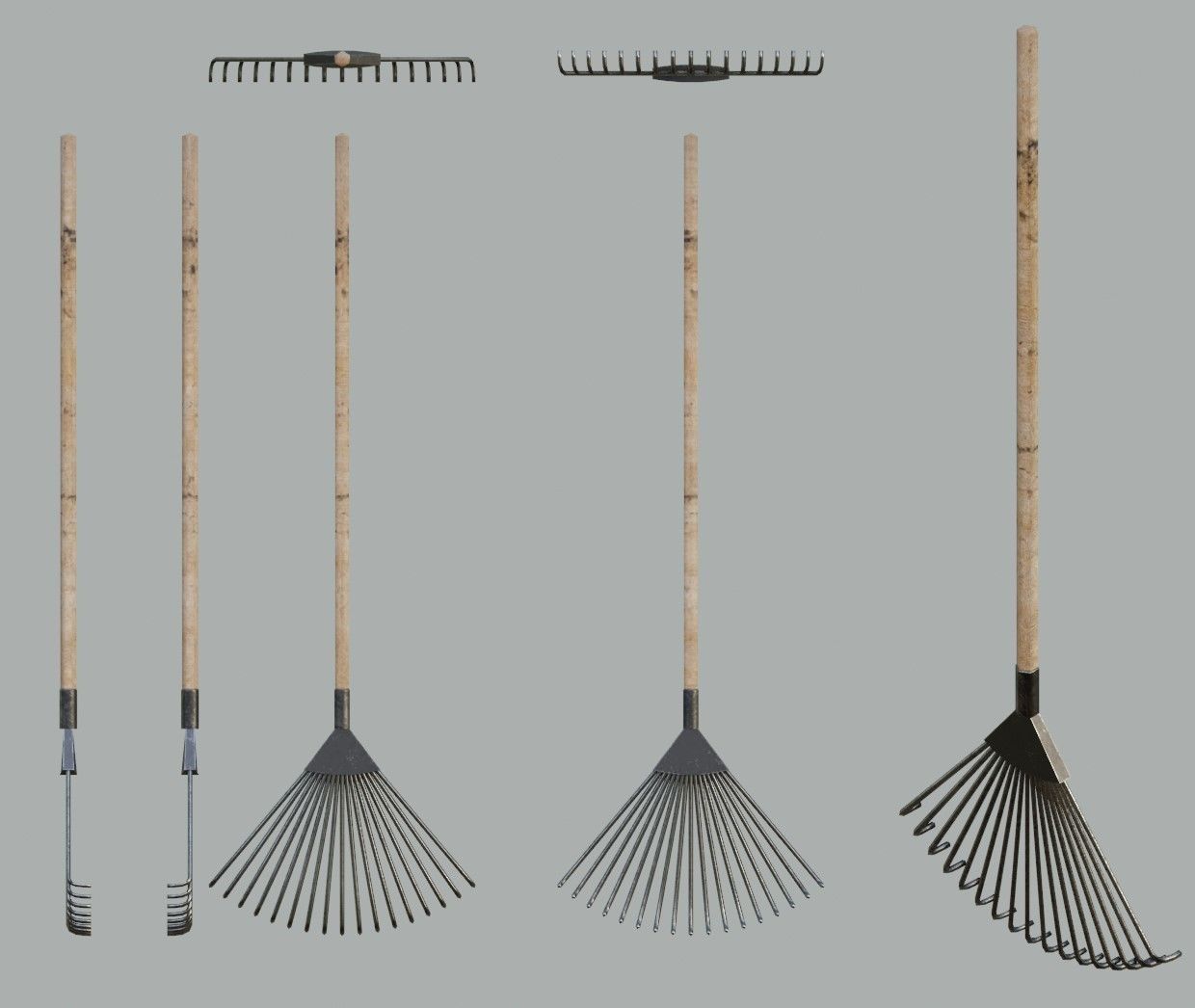 Realistic Rake - Farm tools collection - Ar-Vr ready PBR Low-poly 3D model_2