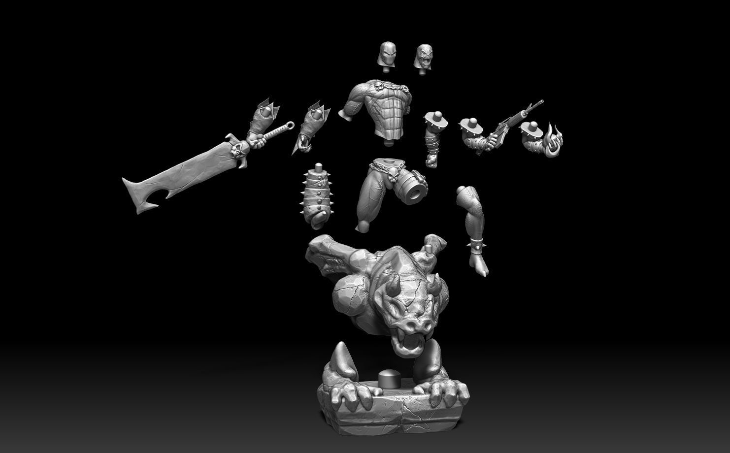 Spawn gothic statue 3D print model_4