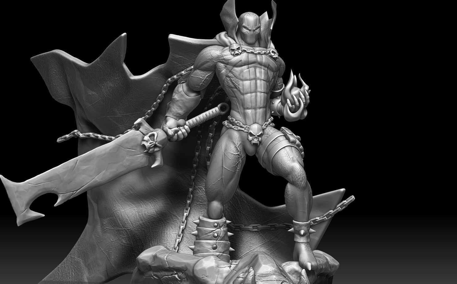 Spawn gothic statue 3D print model_3