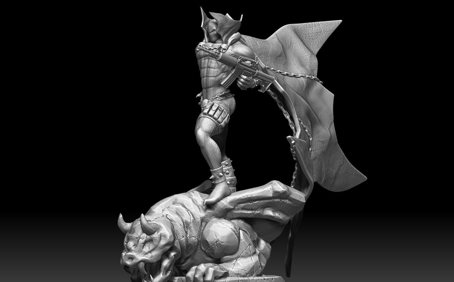 Spawn gothic statue 3D print model_1