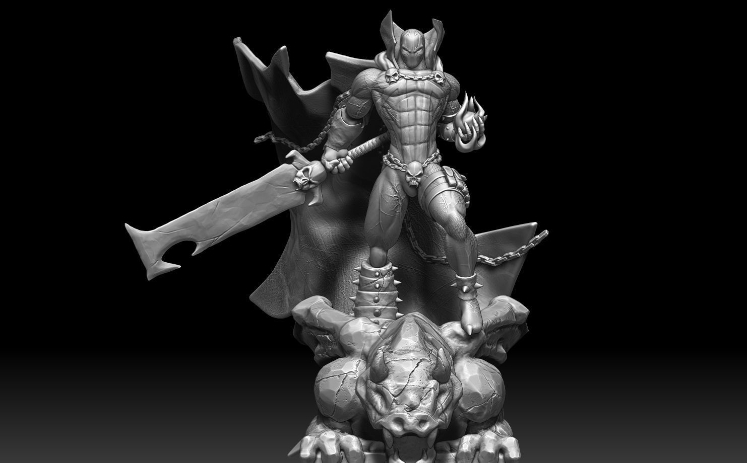 Spawn gothic statue 3D print model_2