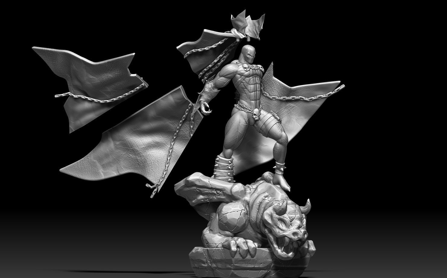 Spawn gothic statue 3D print model_10