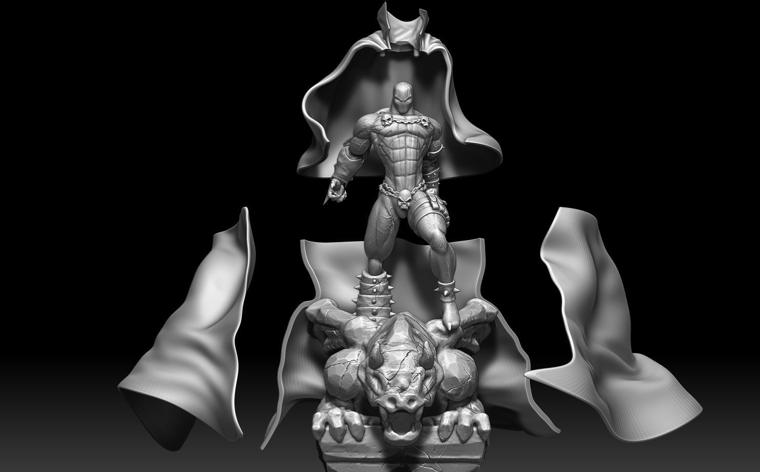 Spawn gothic statue 3D print model_9