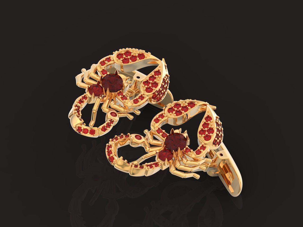 cufflinks scorpion with stones 3D print model_16