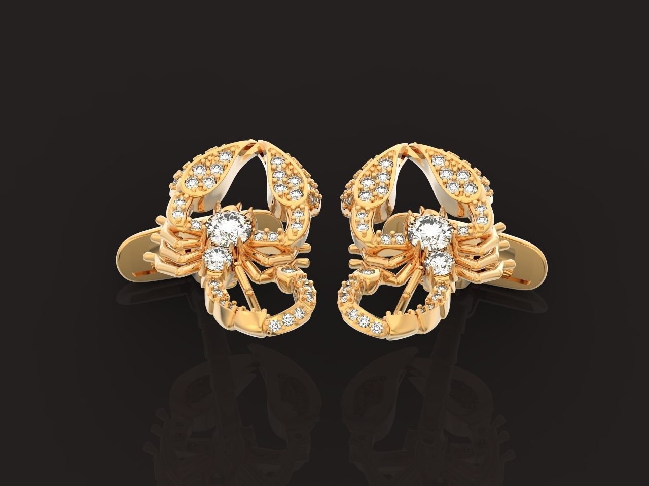 cufflinks scorpion with stones 3D print model_5
