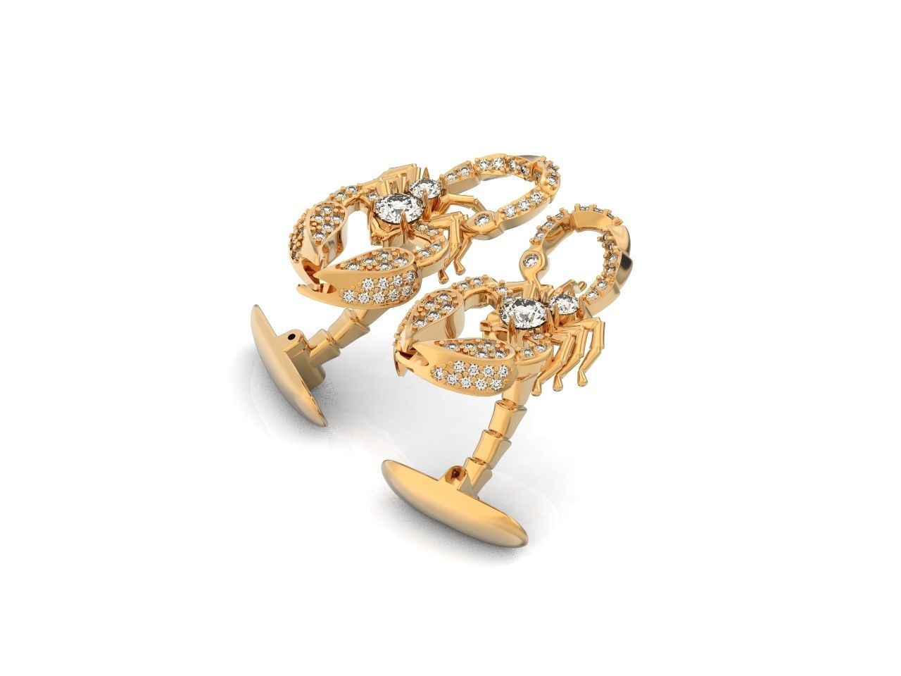 cufflinks scorpion with stones 3D print model_29