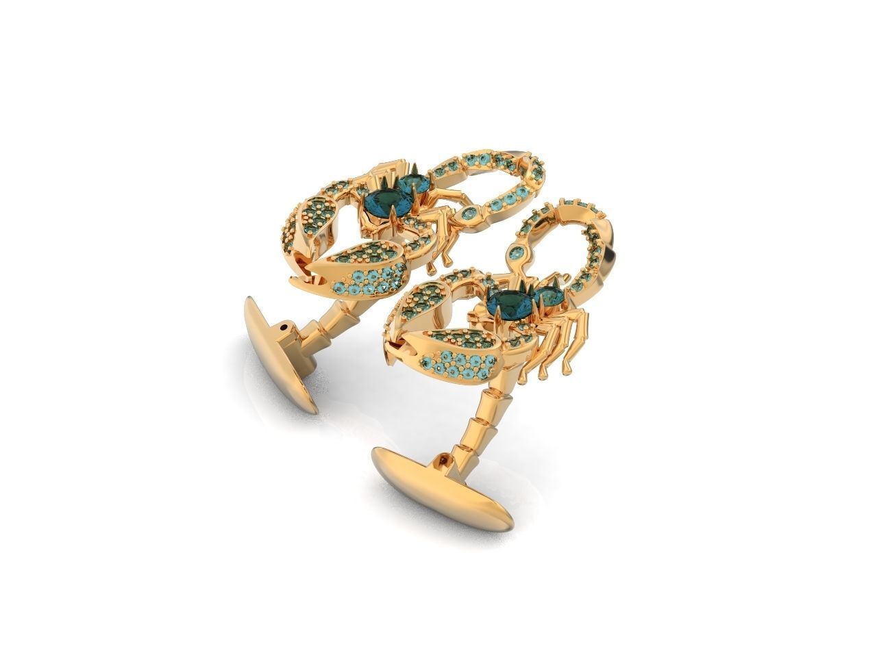 cufflinks scorpion with stones 3D print model_28