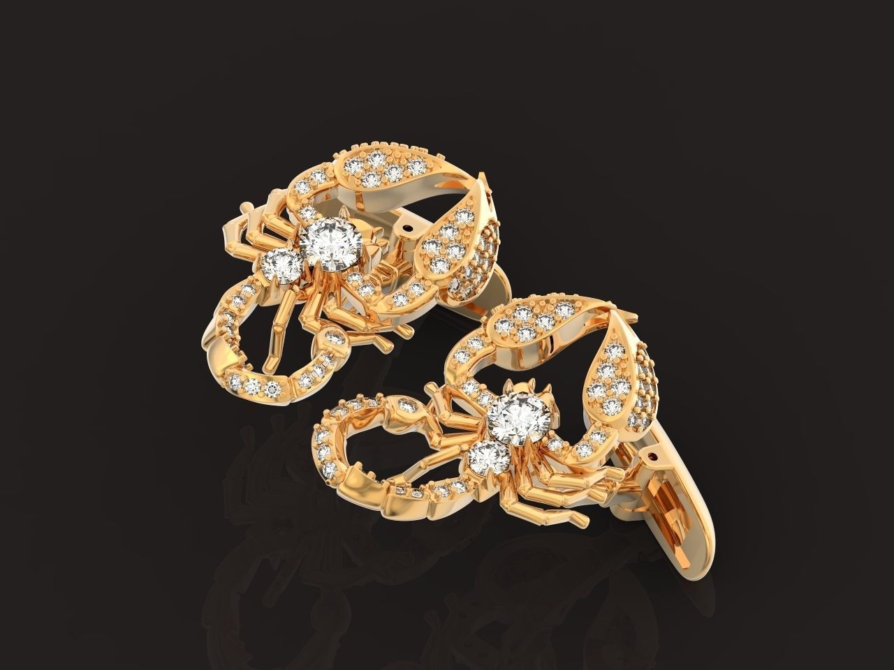 cufflinks scorpion with stones 3D print model_3