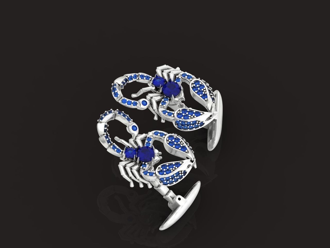cufflinks scorpion with stones 3D print model_23