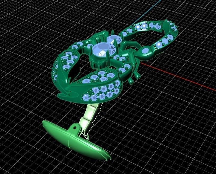 cufflinks scorpion with stones 3D print model_43