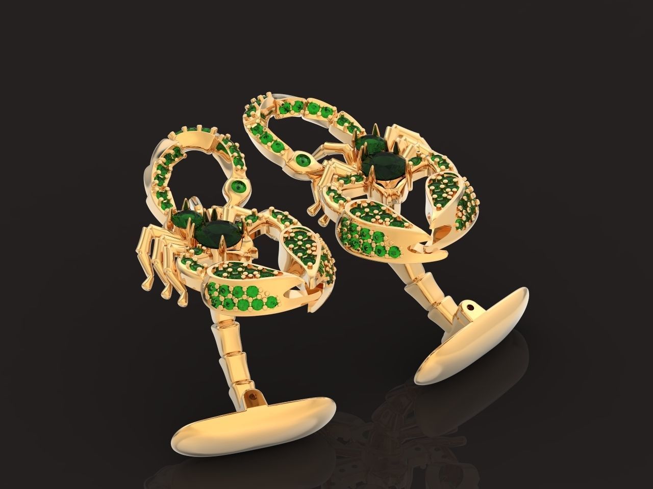 cufflinks scorpion with stones 3D print model_17
