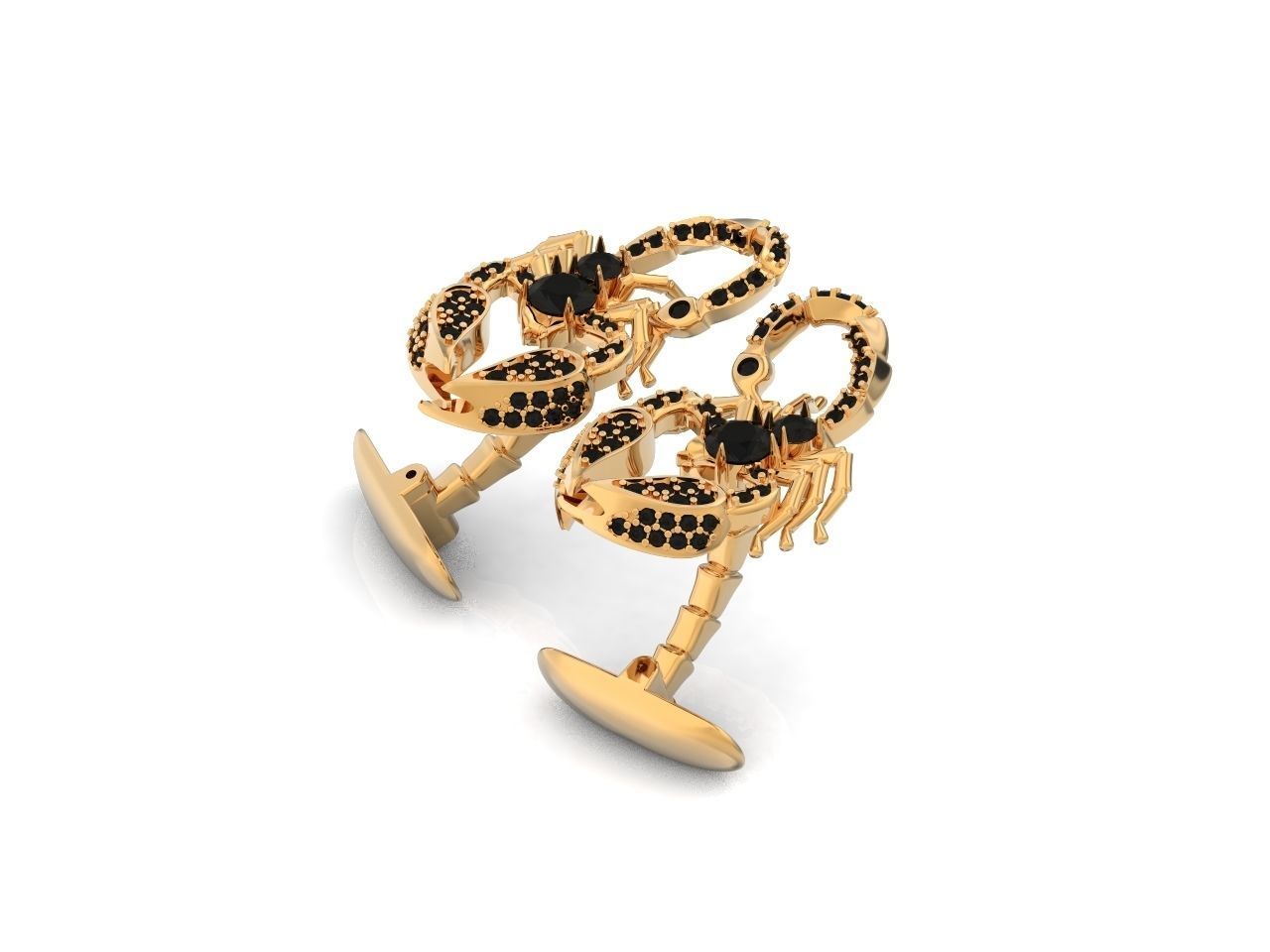 cufflinks scorpion with stones 3D print model_30