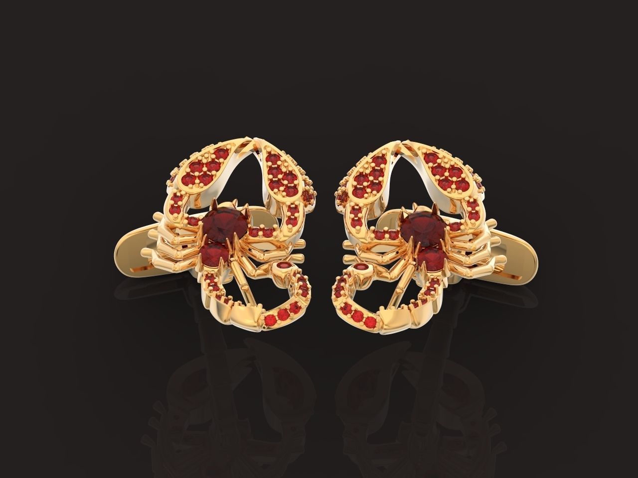 cufflinks scorpion with stones 3D print model_7